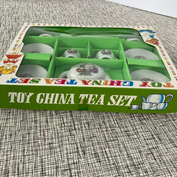 Vintage Toy Tea Set Reeves Miniature 11 pc In Original Box Boy Girl Bird Gift - Picture 6 of 10